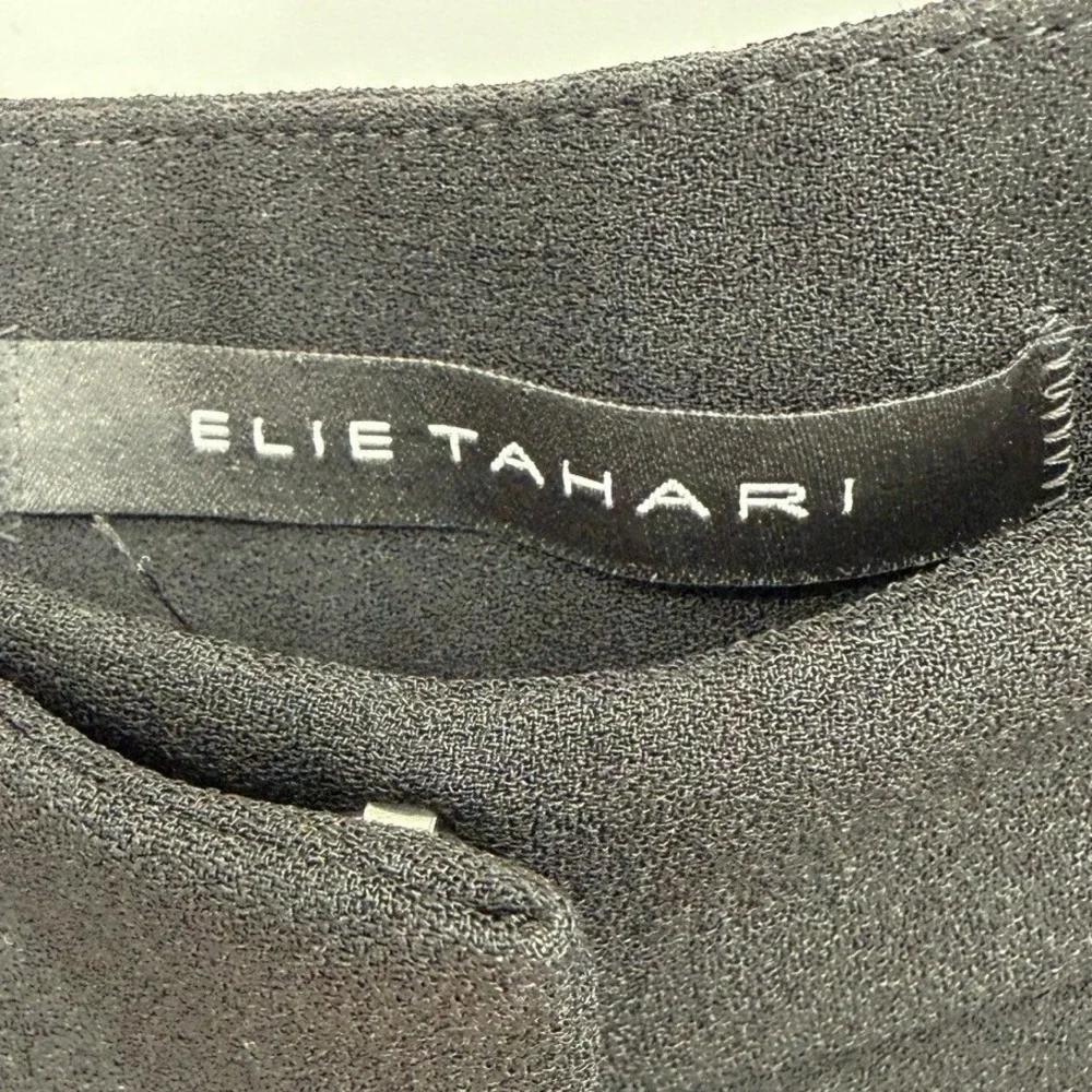 Elie Tahari Womens‎ 10 Wide Leg Dress Pants Cropped Detailed Trim Trousers Black